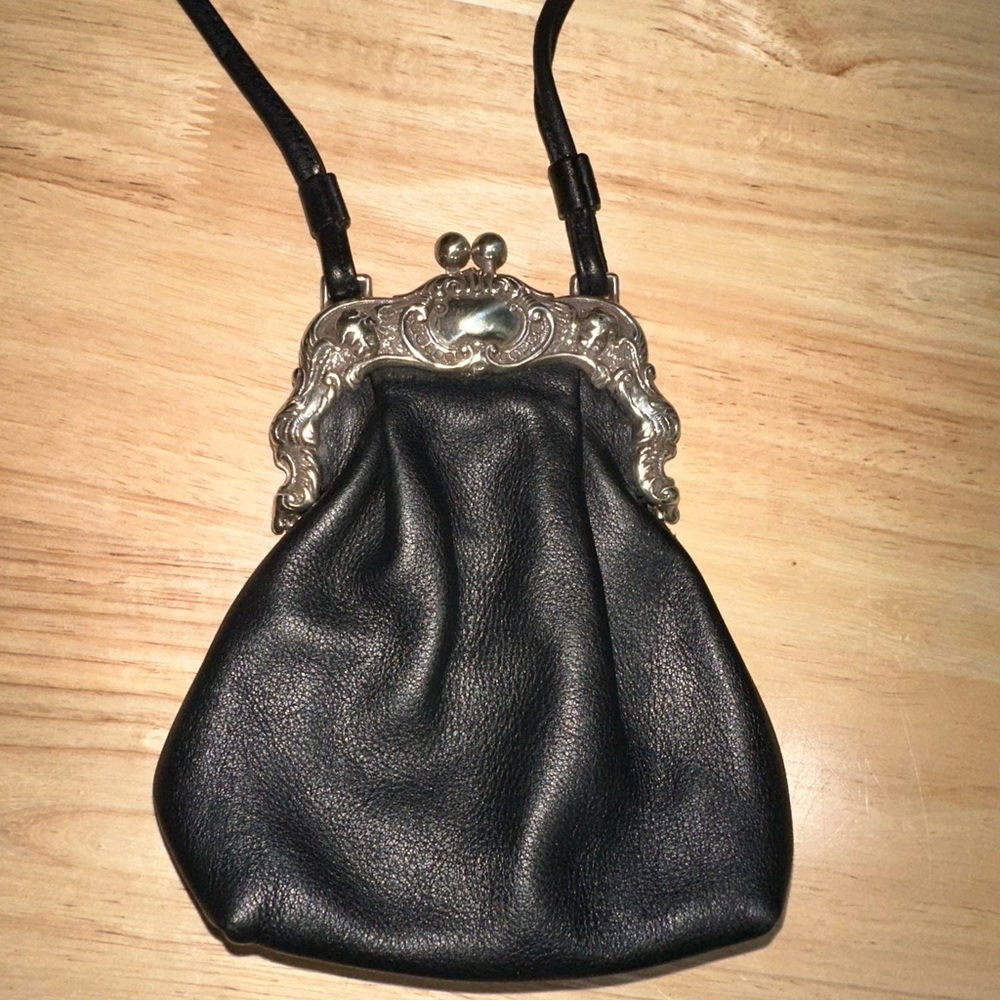 Brighton One World Black Stacy Mini Leather Handbag Purse - Picture 2 of 11